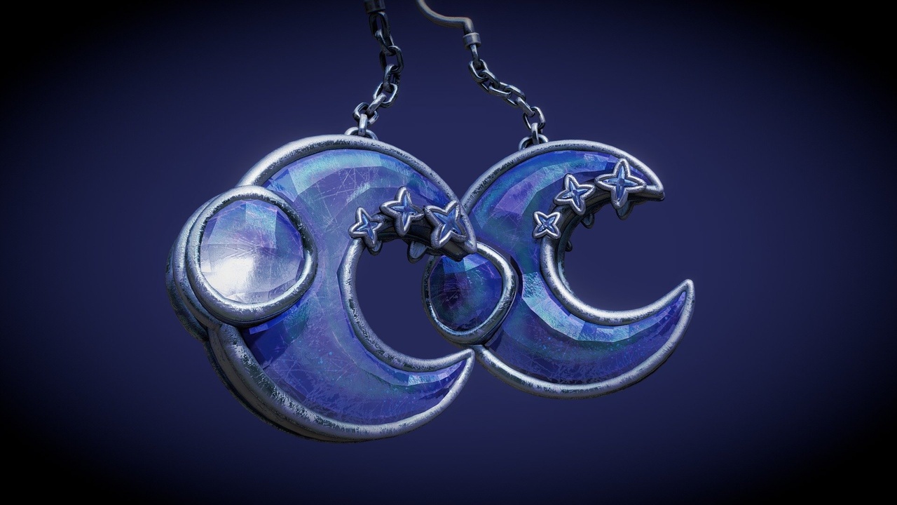 Media 1 for listing Starry Moon Earrings