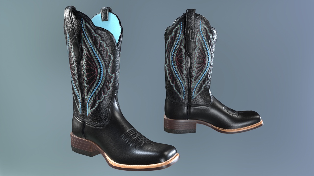 Media 1 for listing Black Stitch Cowgirl Boots