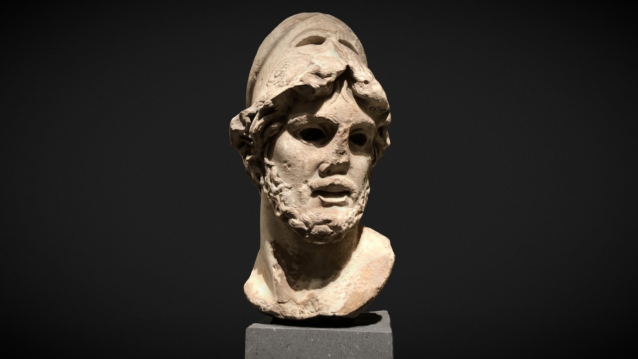 Media 1 for listing Scan of marble head of Greek general