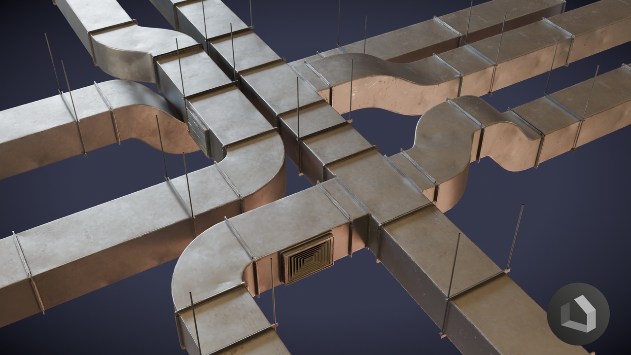 Media 1 for listing Modular Air Duct Set | Ventilation | Game Ready | PBR