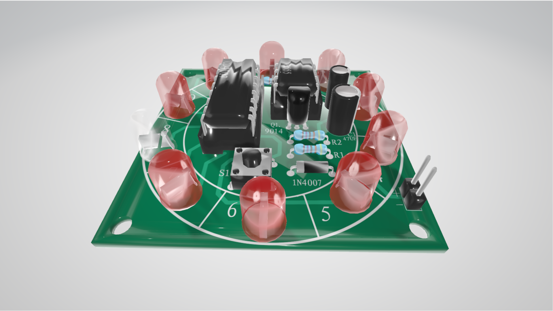 Circuit Board – IC with Indicator Light (Low-Poly / PBR) | Fab