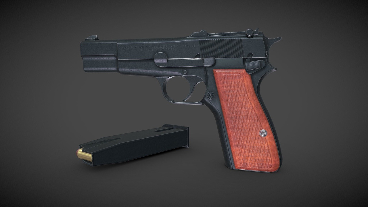 Browning Hi-Power Low-poly PBR 제품 등록을 위한 미디어 1개