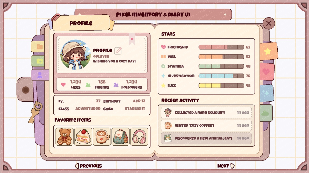 Media 1 for listing Pixel Inventory & Diary UI — Cute Modern Item Icons