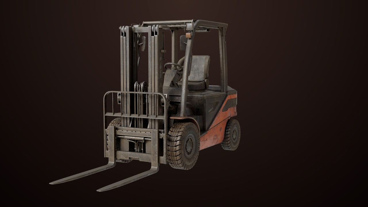 Media 1 for listing Old Dusty Forklift Truck03 Orange All PBR Textures