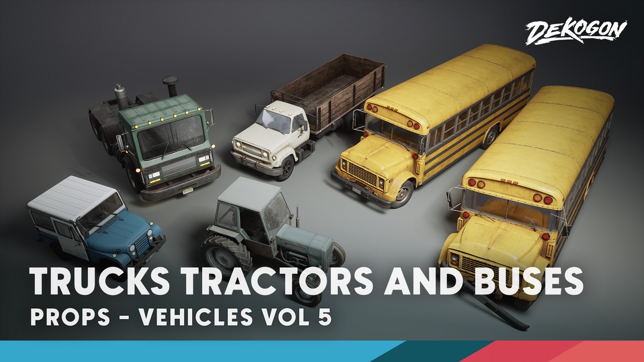 Vehicles VOL.5 - Trucks, Tractors, Buses (Low Poly)