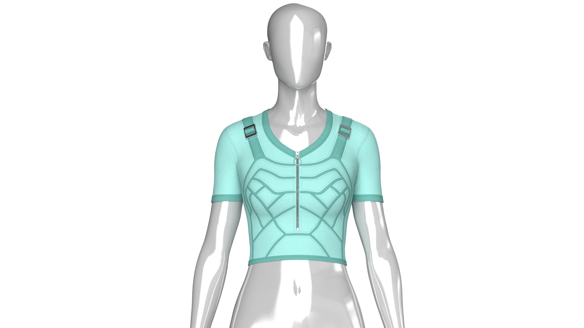 Media 1 for listing Girls Short Sleeve Zip - Up Crop Top | High Poly