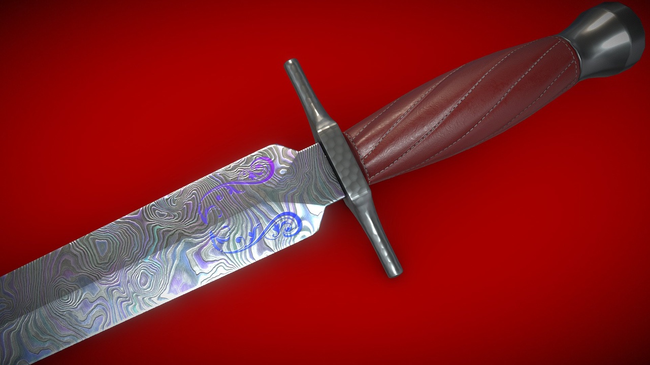 商品 Assassin Dagger - Rainbow Damascus Steel 的媒体 1