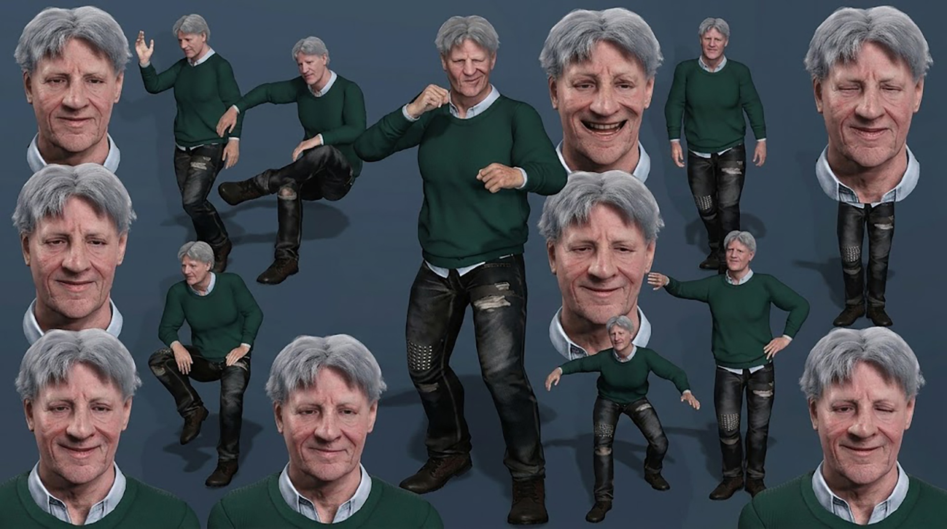 Media 1 for listing Rigged Senior Casual Man 3D Model with Facial Blendshapes