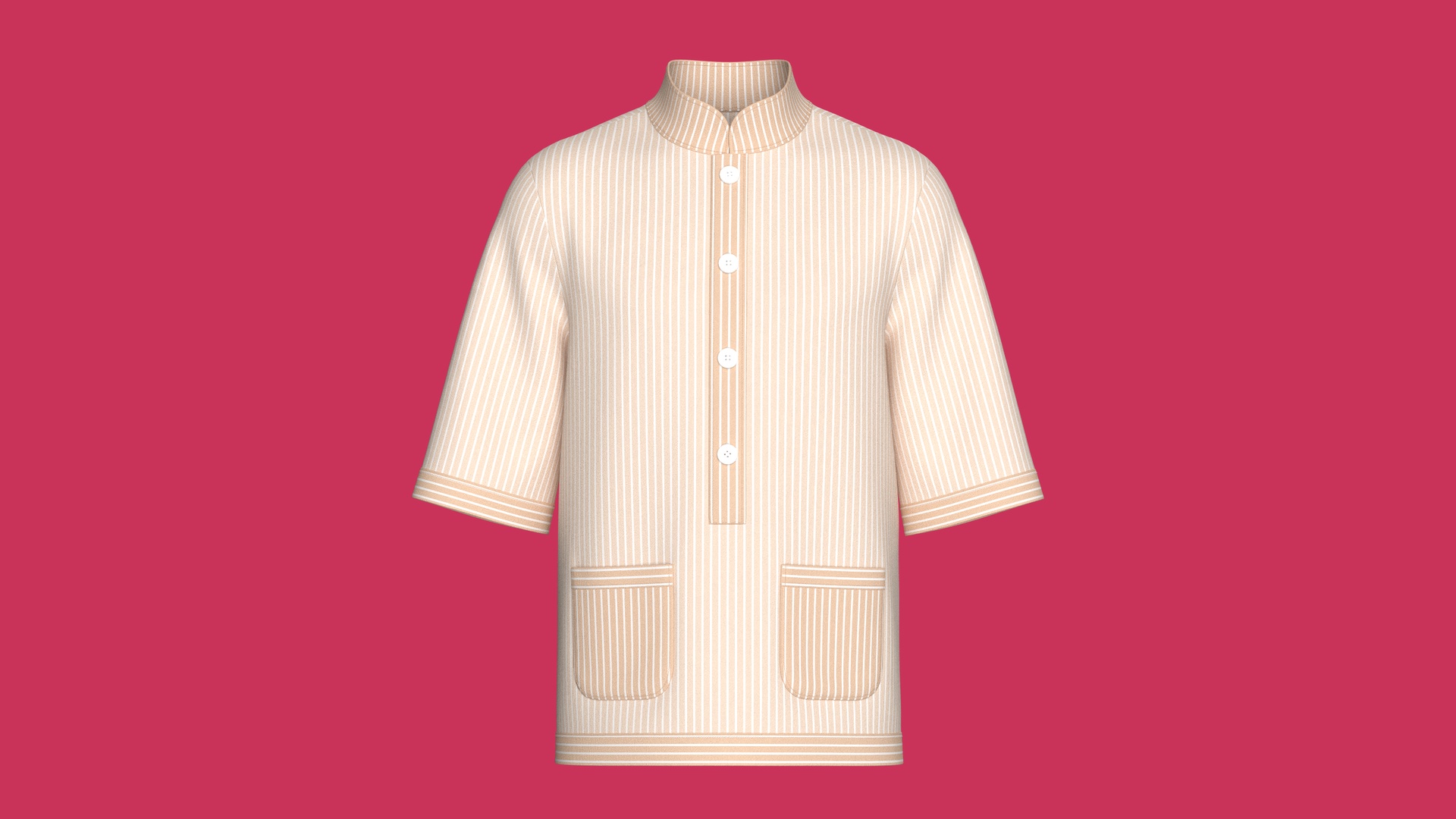 Media 1 for listing Men Half - Sleeve Kurta With Striped | High Poly