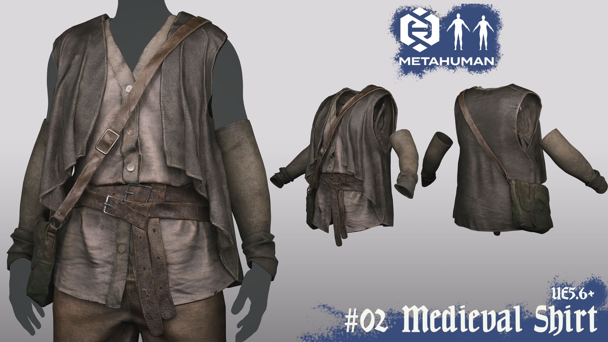 Media 1 for listing 02_Medieval Shirt - Resizable Outfit Metahuman