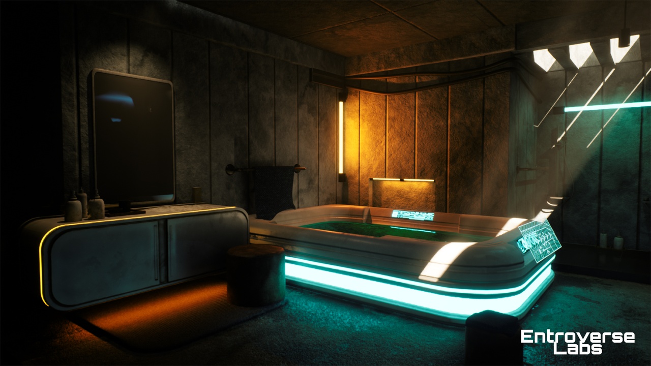 Cyberpunk Bathroom Environment