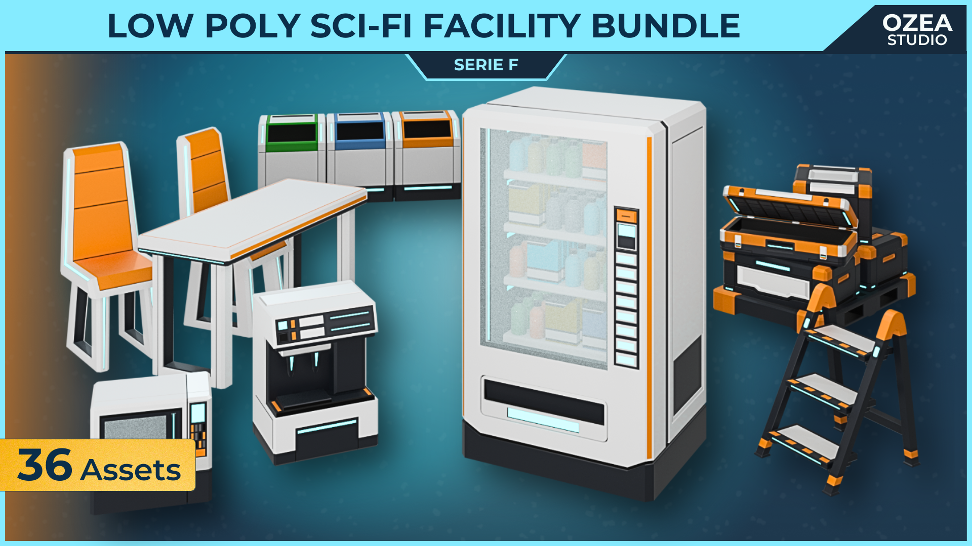 Low Poly Sci-Fi Facility Bundle F | Fab