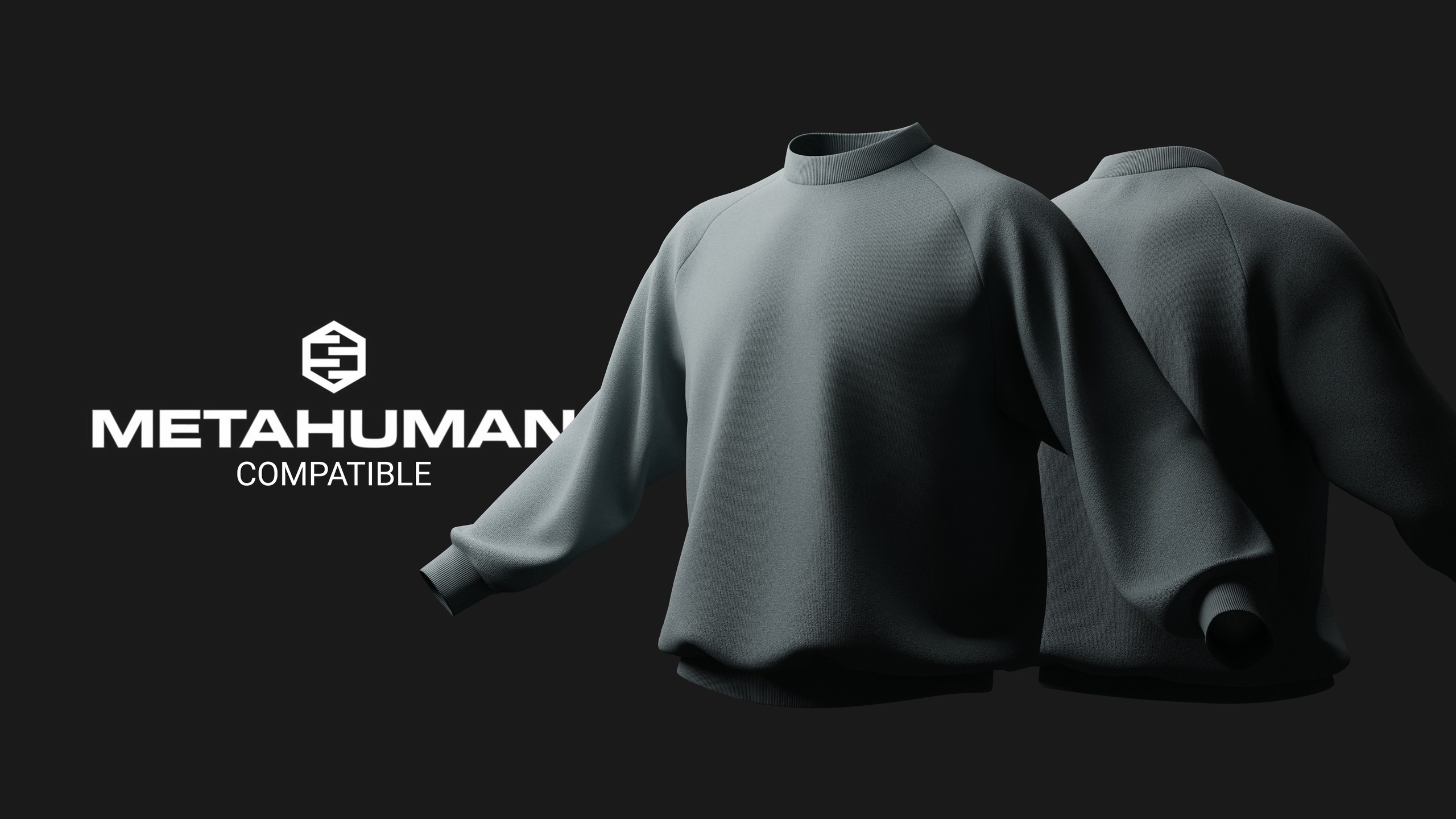 Media 1 for listing Oversized Sweatshirt – MetaHuman Compatible Rigged Clothing (Unreal Engine UE5)