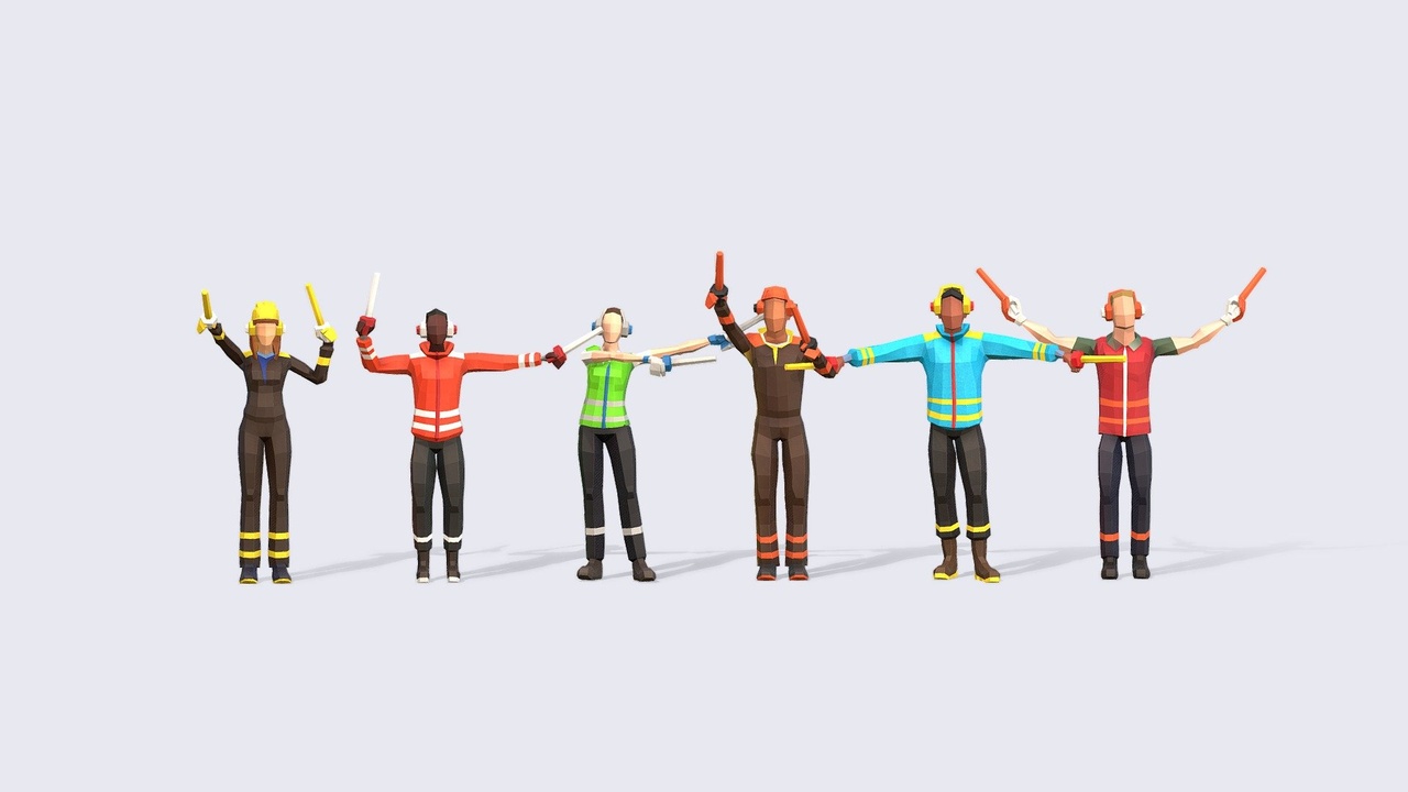 Media 1 for listing Low Poly Airport Ground Crew - Animated & Rigged
