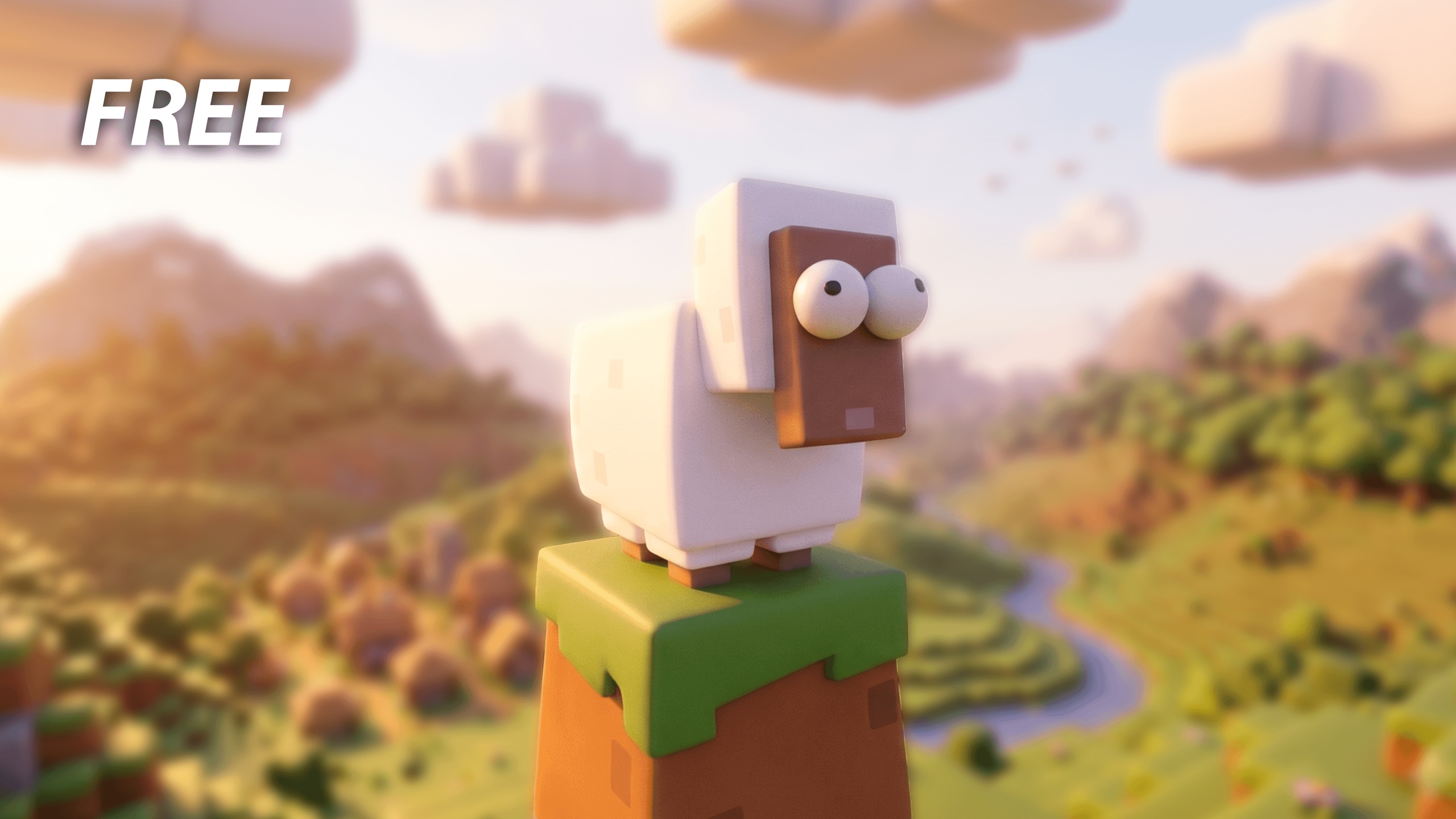 Media 1 for listing FREE Voxel Sheep & Grass