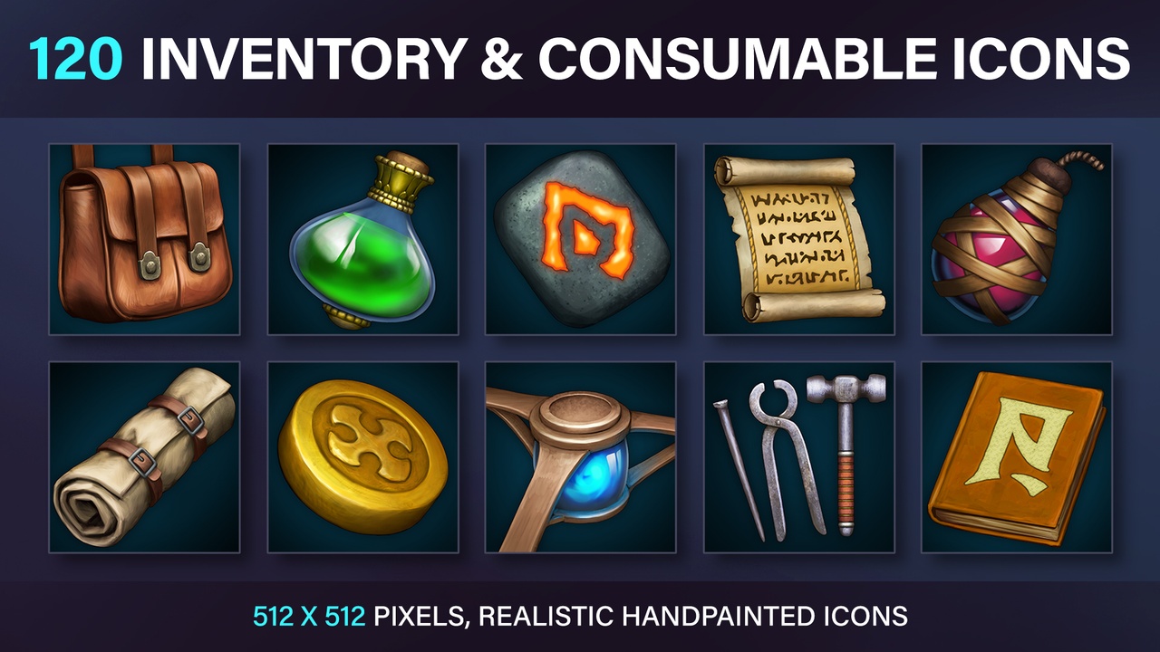 Media 1 for listing Inventory Potion Food And Consumable Icons for Fantasy or Historical RPG Games