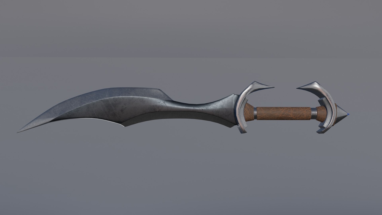 Media 1 for listing Stylized Curved Mini Sword – Game Ready Fantasy Weapon