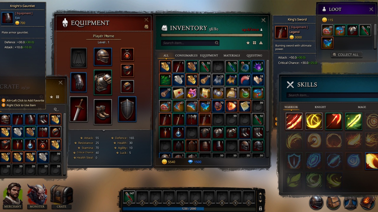 Multimedia 1 dla listy Master Inventory Engine - Crafting/Loot/Trade/Skills/HotBar