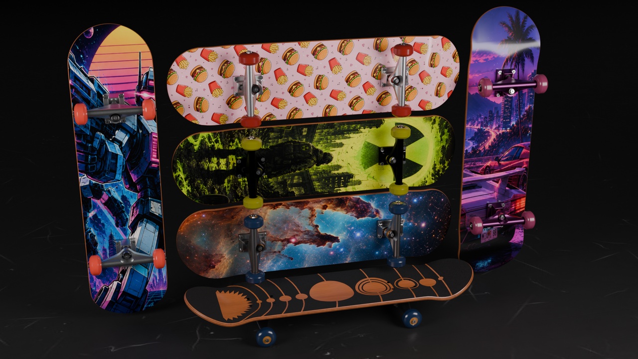 Media 1 for listing Skateboards 20 Designs 3 Polygon Levels Highly Customizables URP & HDRP