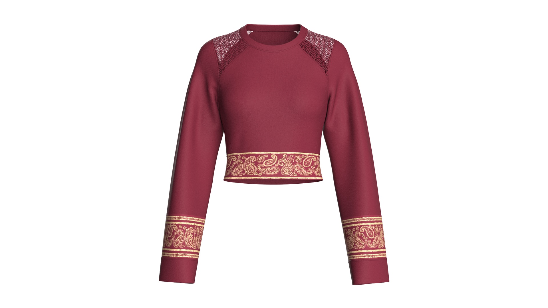 Media 1 for listing Girls Printed And Lace Cropped Top | High Poly