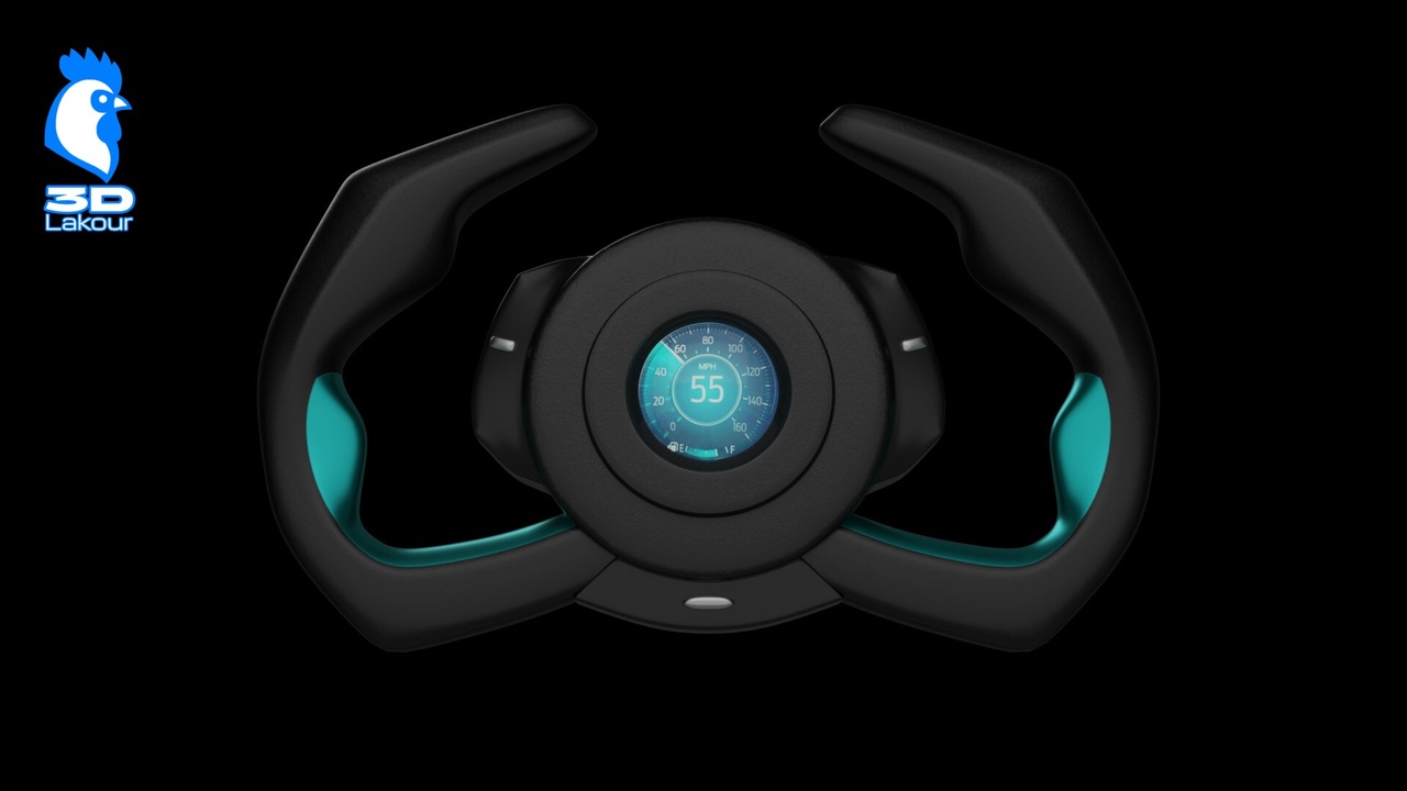 Media 1 for listing Jet-Fighter Style Racing Yoke with Digital HUD - 3D Sci-Fi Vehicle | Sim Ready