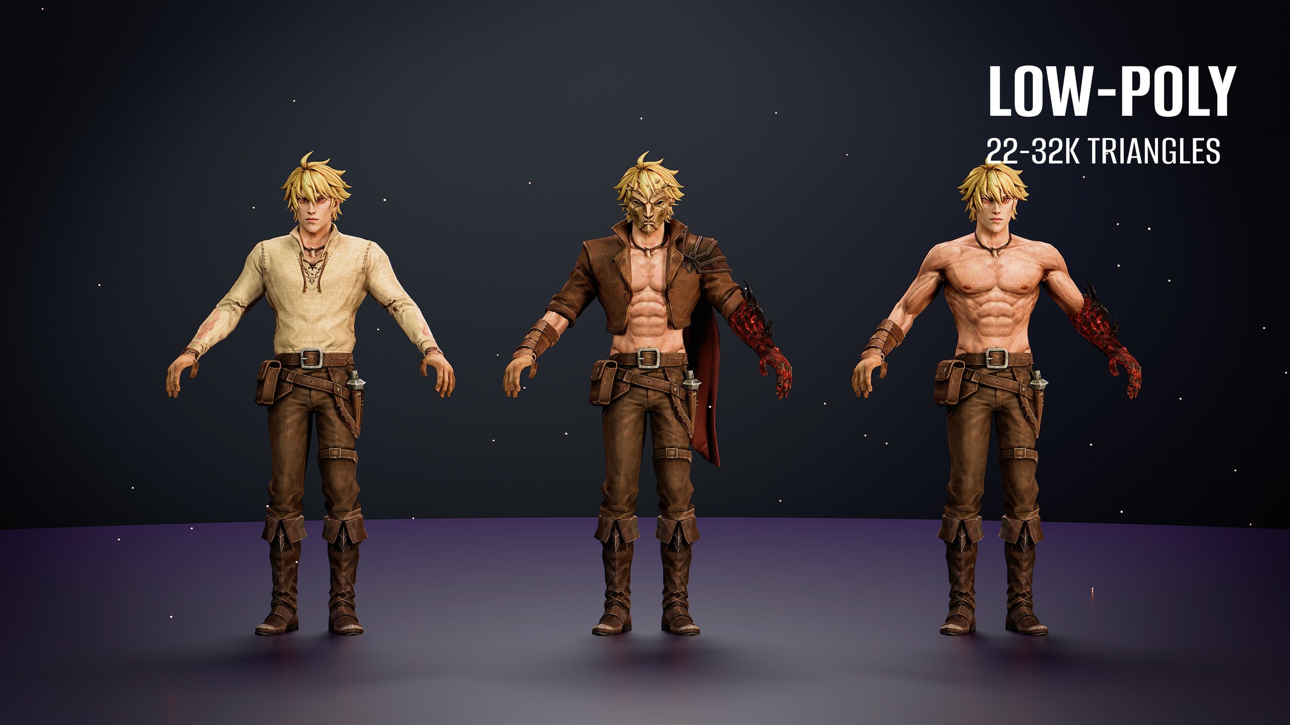 Media 1 for listing Kael – Stylized Modular Bandit/Adventurer | Rigged | Epic Skeleton