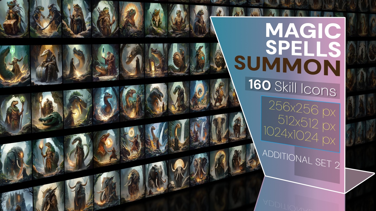 商品 160 additional magical spell icons themed around - Summon. Pack 2 的媒体 1