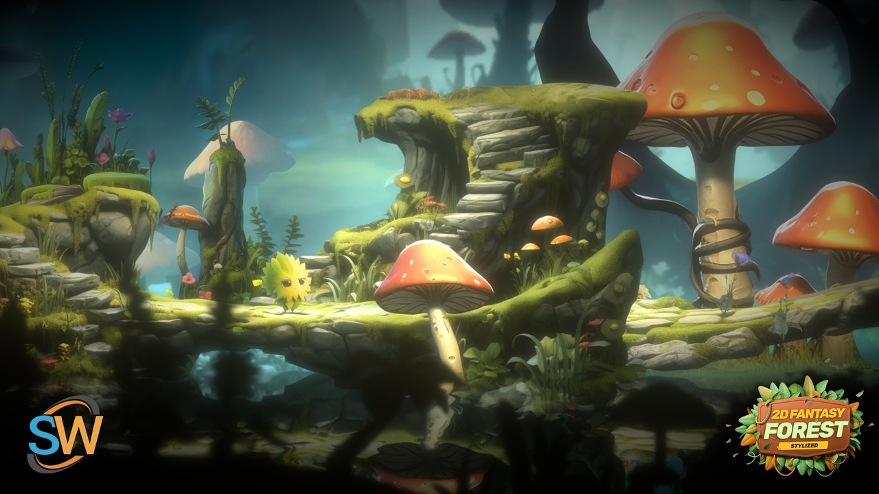 Media 1 for listing Stylized Fantasy Forest – 2D Environment Pack (Vol. 1)