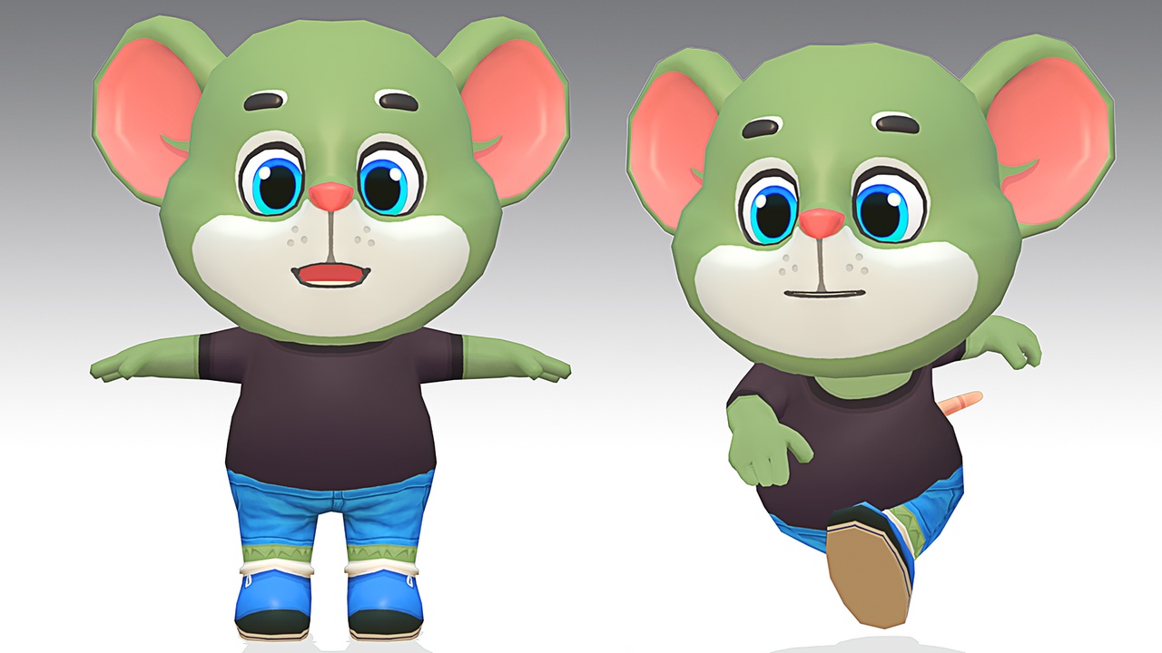 Media 1 for listing Mouse Rat Green Animated Rigged