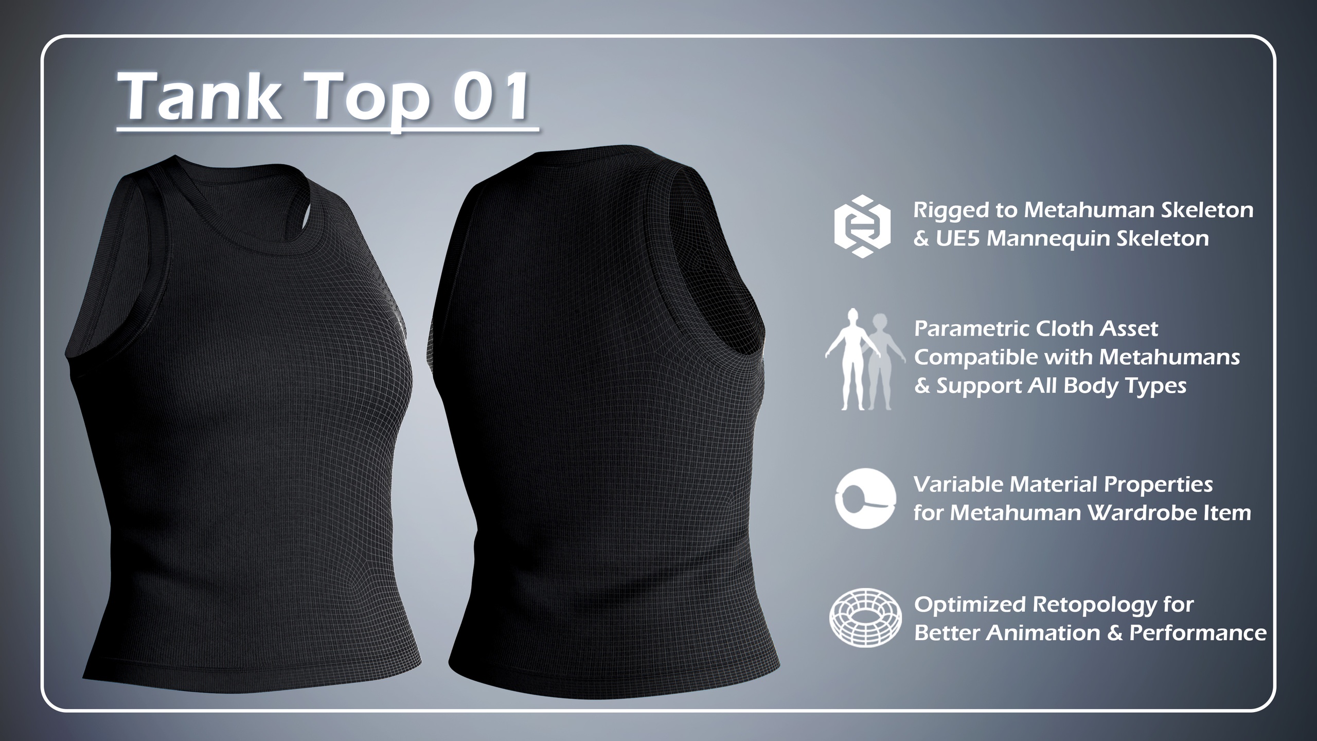 Media 1 for listing Tank Top 01 - Rigged & Retopology & Parametric & Variable