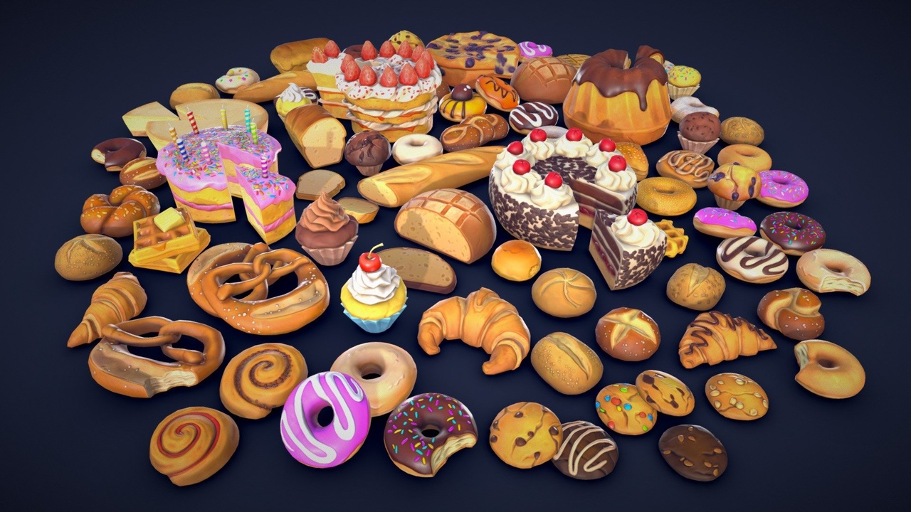 Media 1 for listing Stylized Pastries Collection - Game Ready