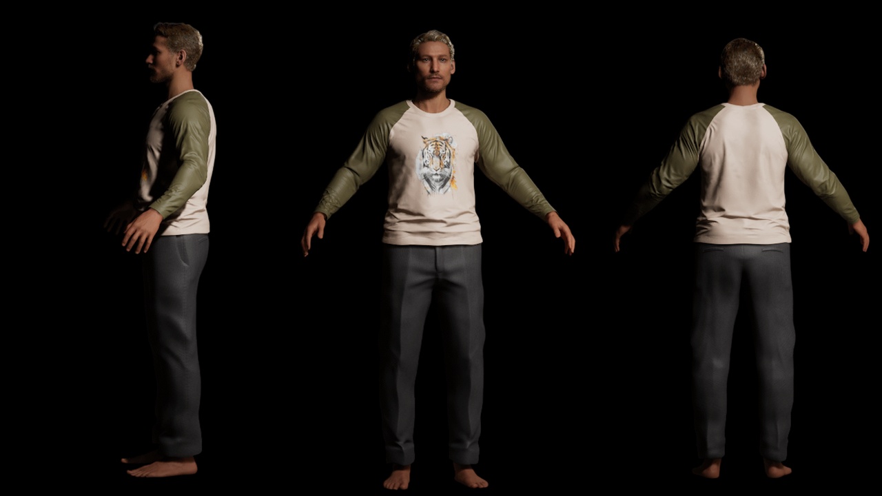 Media 1 for listing Realistic Full Sleeve T-Shirt - Metahuman Compatible