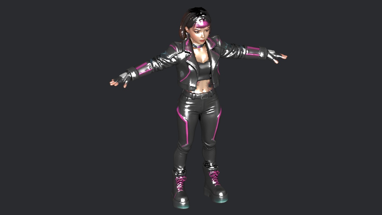 Media 1 for listing 🛒 Japanese Cyberpunk Neon — Stylized Futuristic Heroine/Rigged + 200 Animations