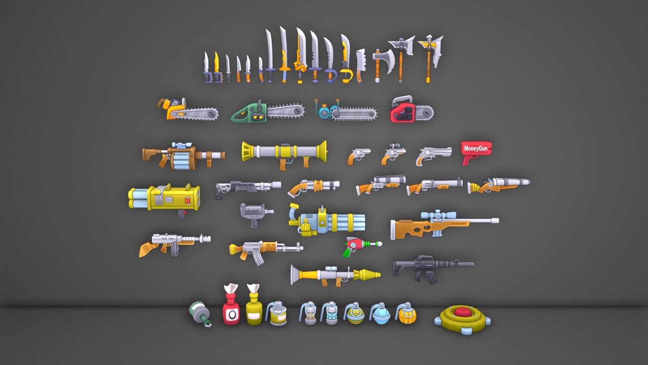 Media 1 for listing Stylized weapons cartoon lowpoly