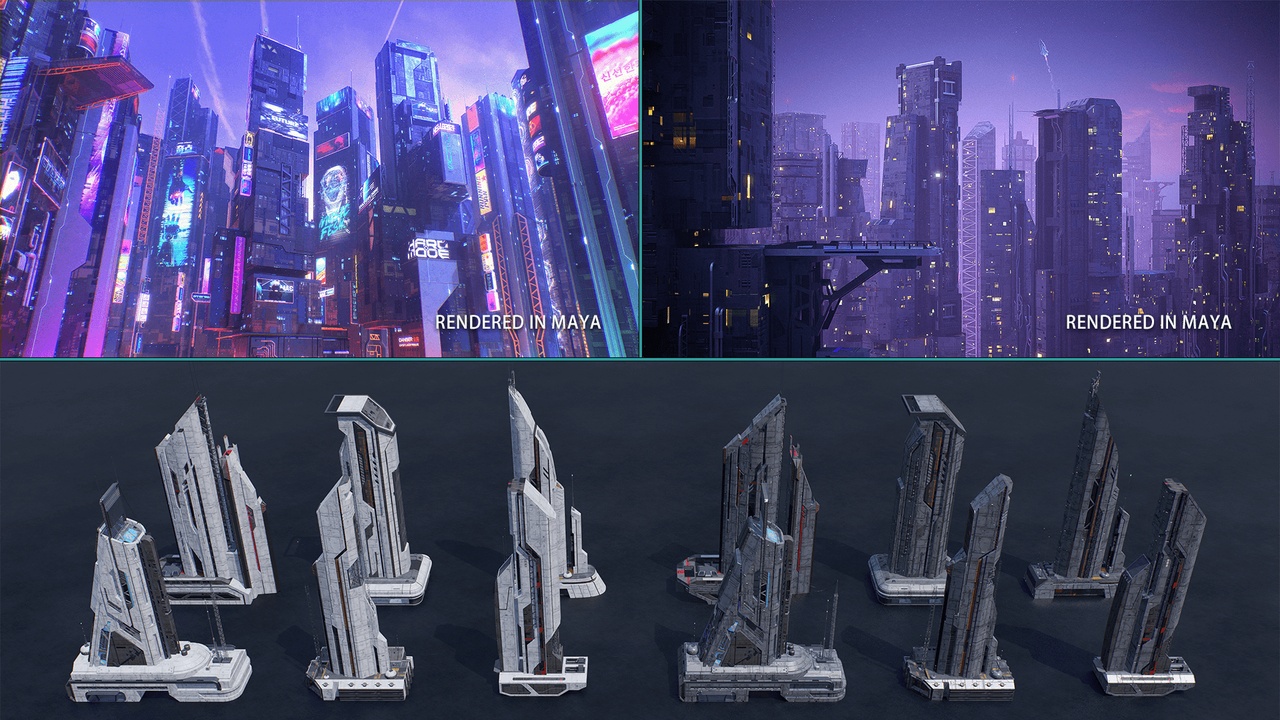 商品 Scifi Cyberpunk Futuristic building Bundle 的媒体 1