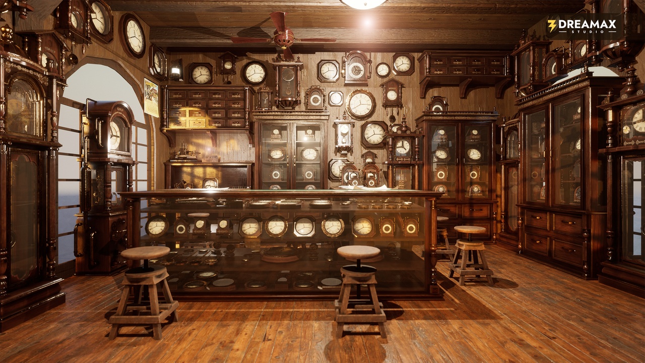 Media 1 for listing Victorian Clock Shop - Antique Clockmaker's Workshop Interior Vol. 1