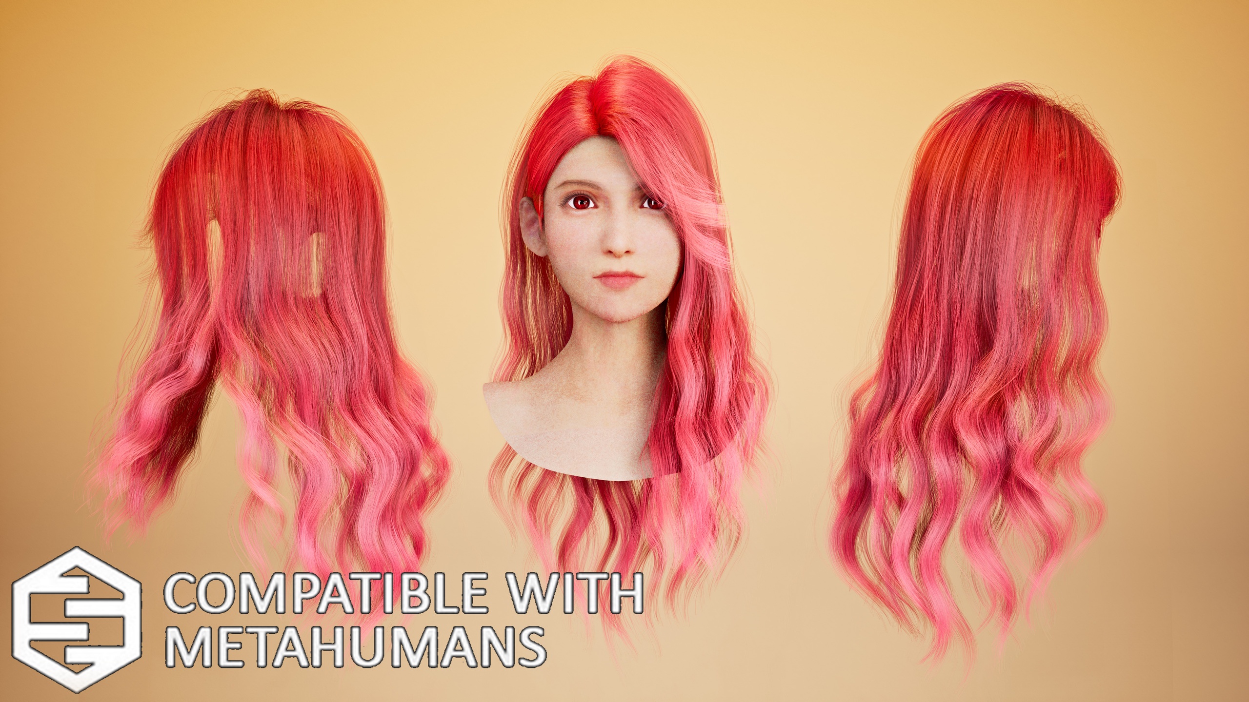 Media 1 for listing Real-time Korean Lazy Wave Hair For Metahuman