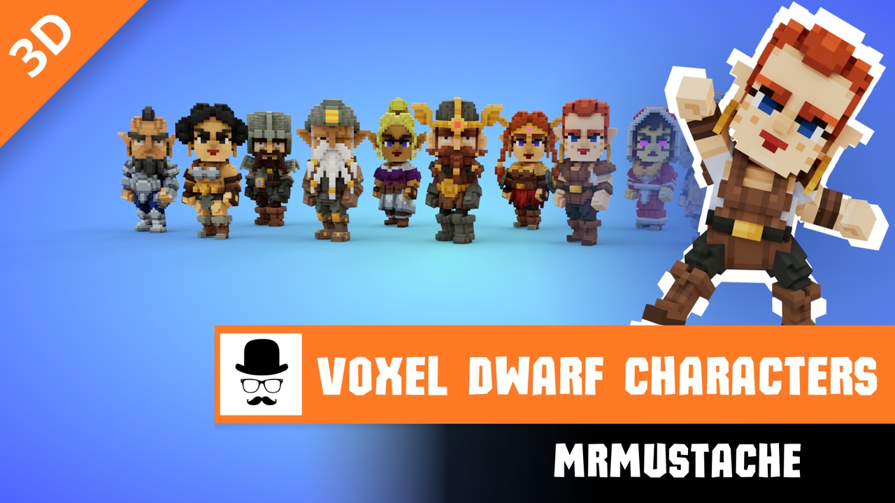 Media 1 for listing Voxel Dwarf Characters Pack