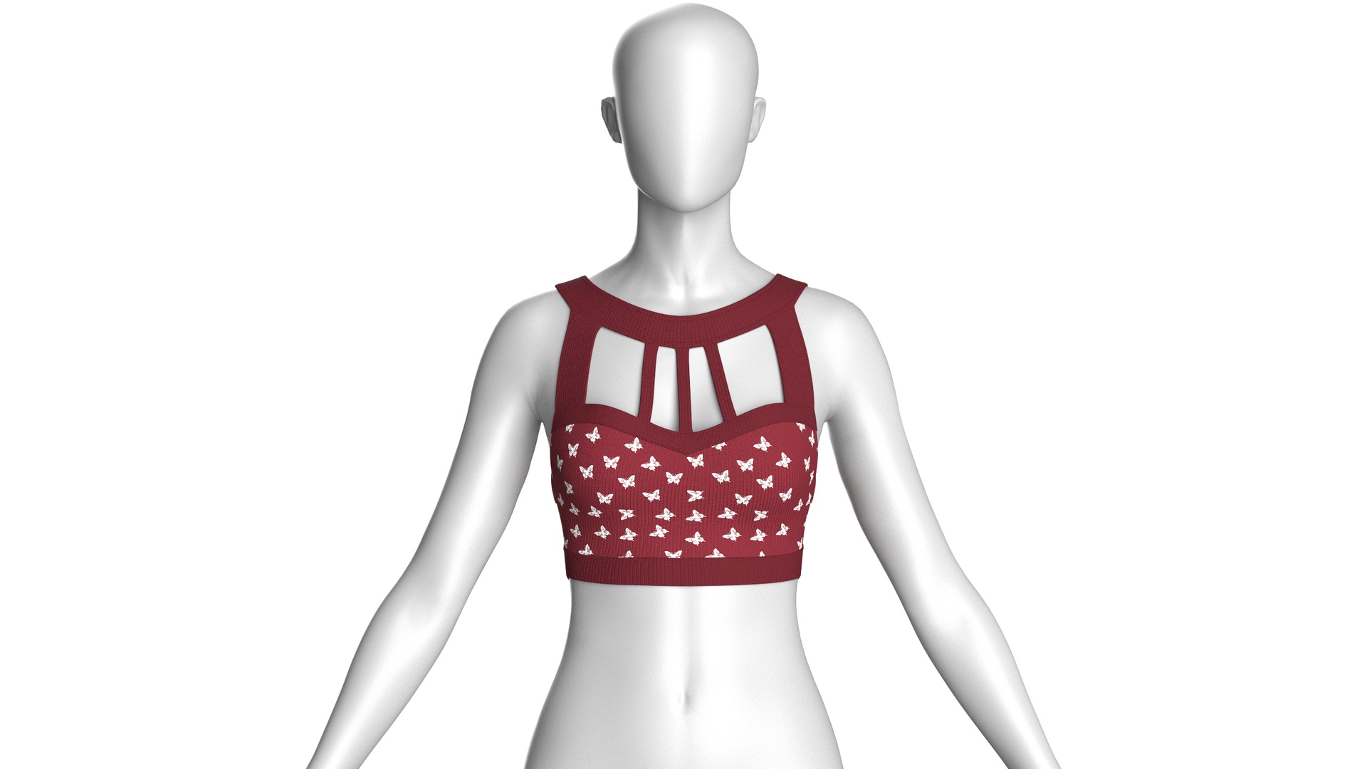 Media 1 for listing Girls Butterfly Print Cut - Out Bralette | High Poly
