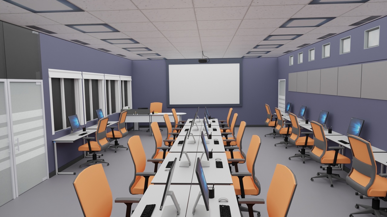 الوسائط 1 للقائمة School Office Computer Lab 3D Model Low Poly PBR Textures Low-poly 3D model