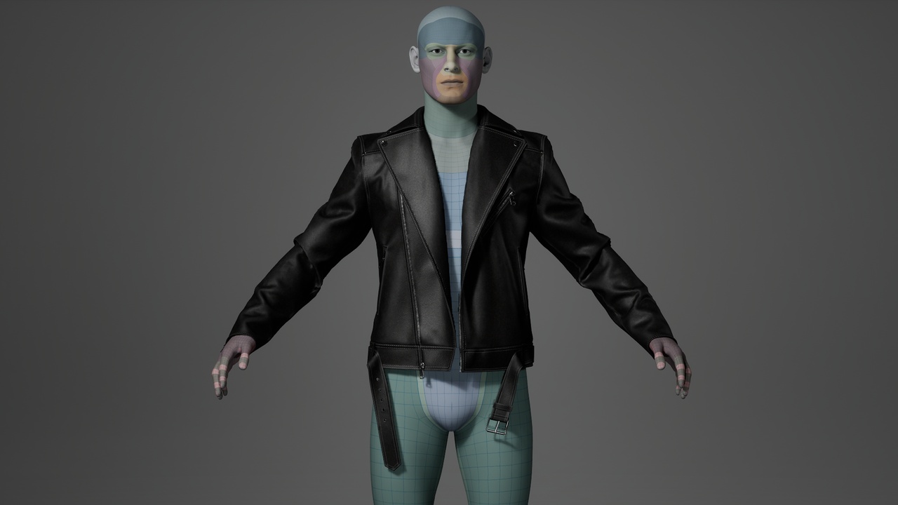 Media 1 for listing Leather Biker Jacket for MetaHuman – Parametric Wardrobe (MHPKG)