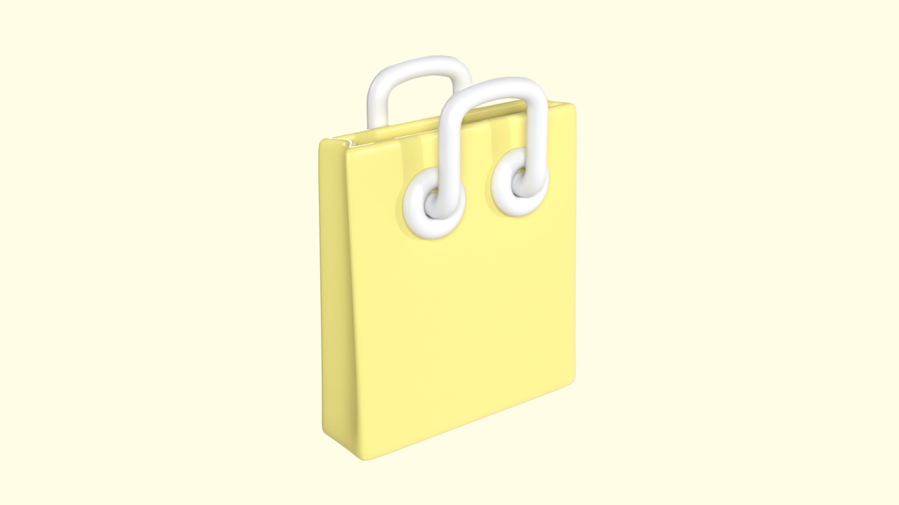 Media 1 for listing Low Poly Stylized Shopping Bag Cartoon Retail Paper Bag