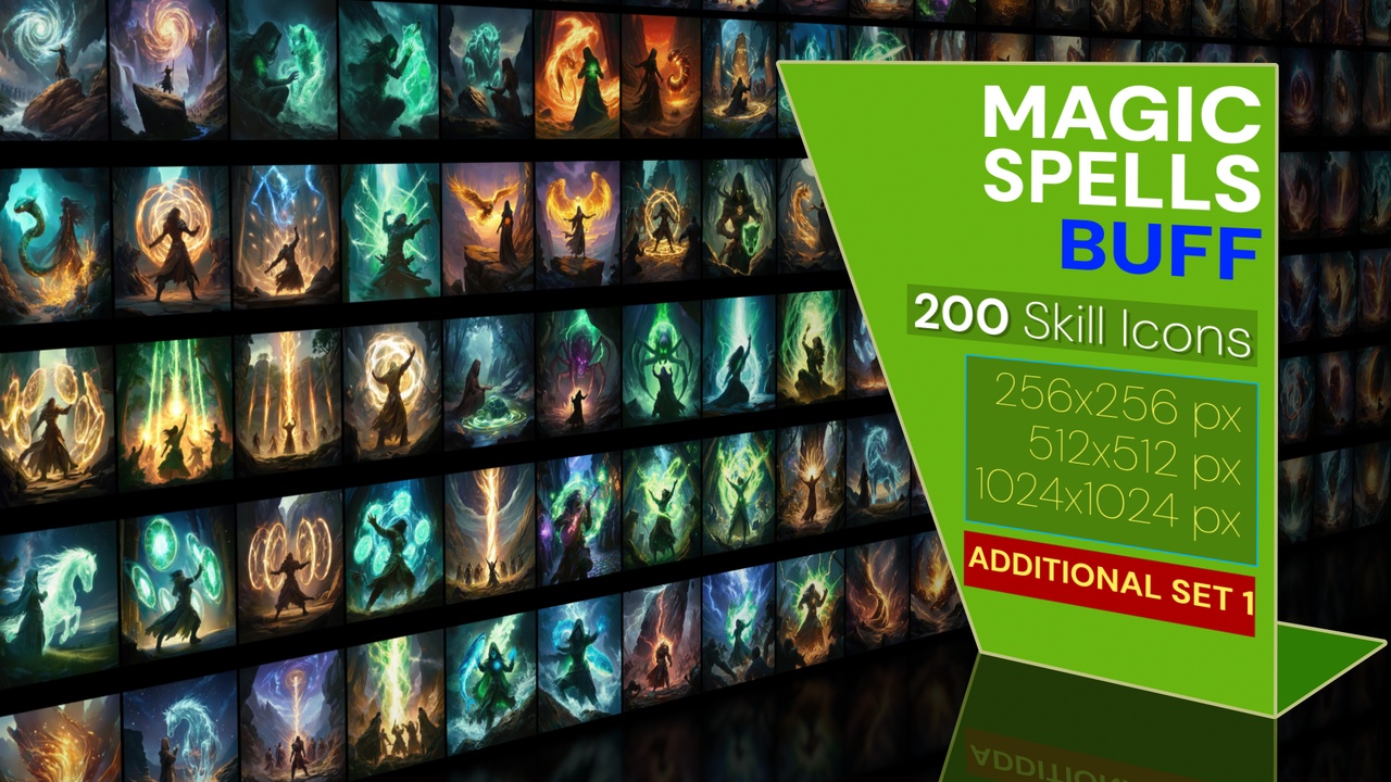 商品 200 additional magical spell icons themed around - Buff. Pack 1 的媒体 1