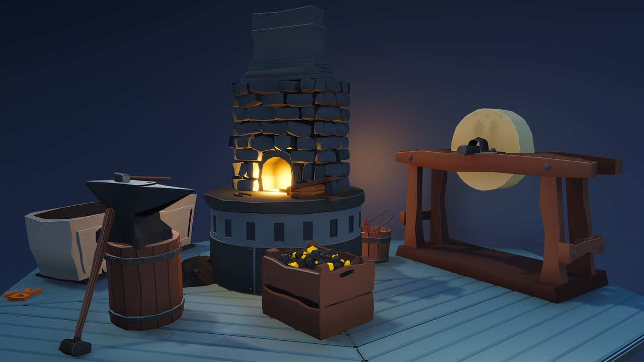 Media 1 for listing Stylized Artisan Forge Kit — 20 Modular Blacksmith Props (Single Material)