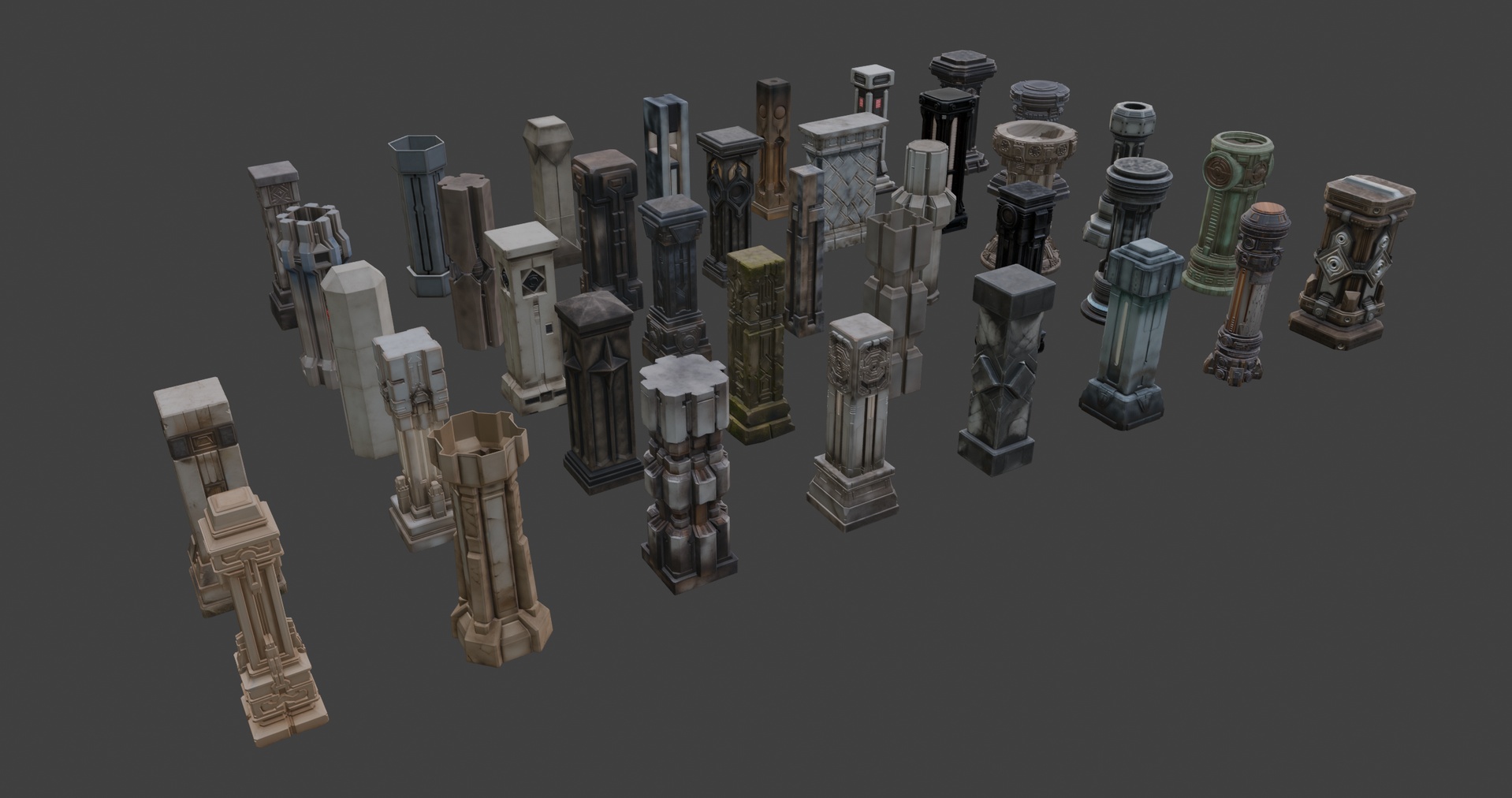 Media 1 for listing Futuristic Sci-Fi Columns Pack 2