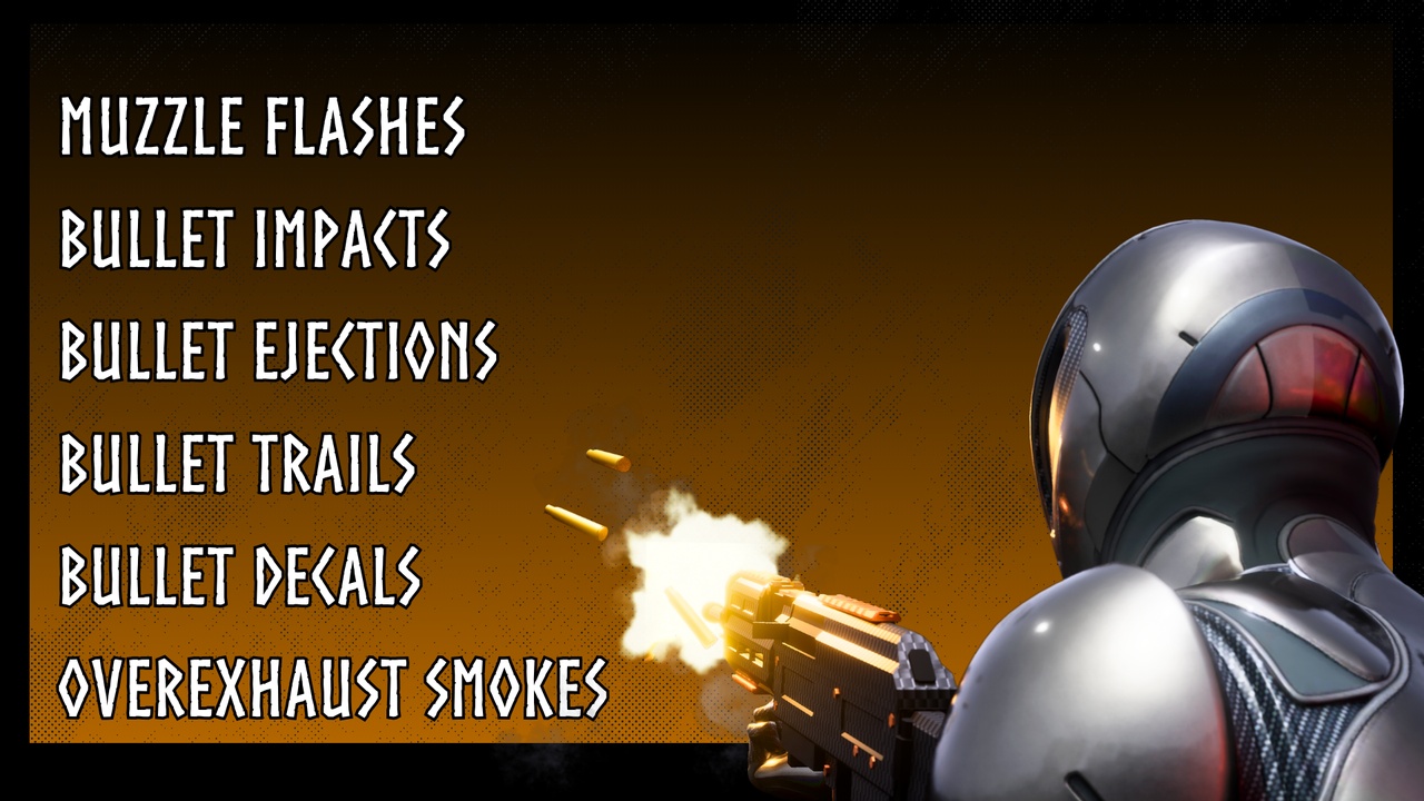Realistic Gun Effects (Muzzle Flash, Bullet Impact, Ejections, Gun VFX) 제품 등록을 위한 미디어 1개