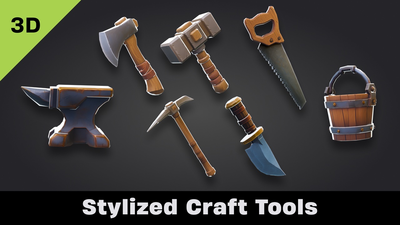 Media 1 for listing Stylized Craft Tools - Low Poly 3D Models