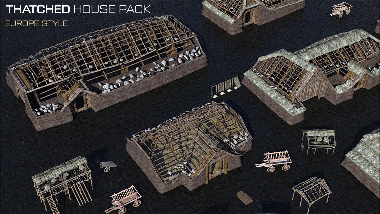 Media 1 for listing Thatched House Mega Pack + With İnterior + Game-ready