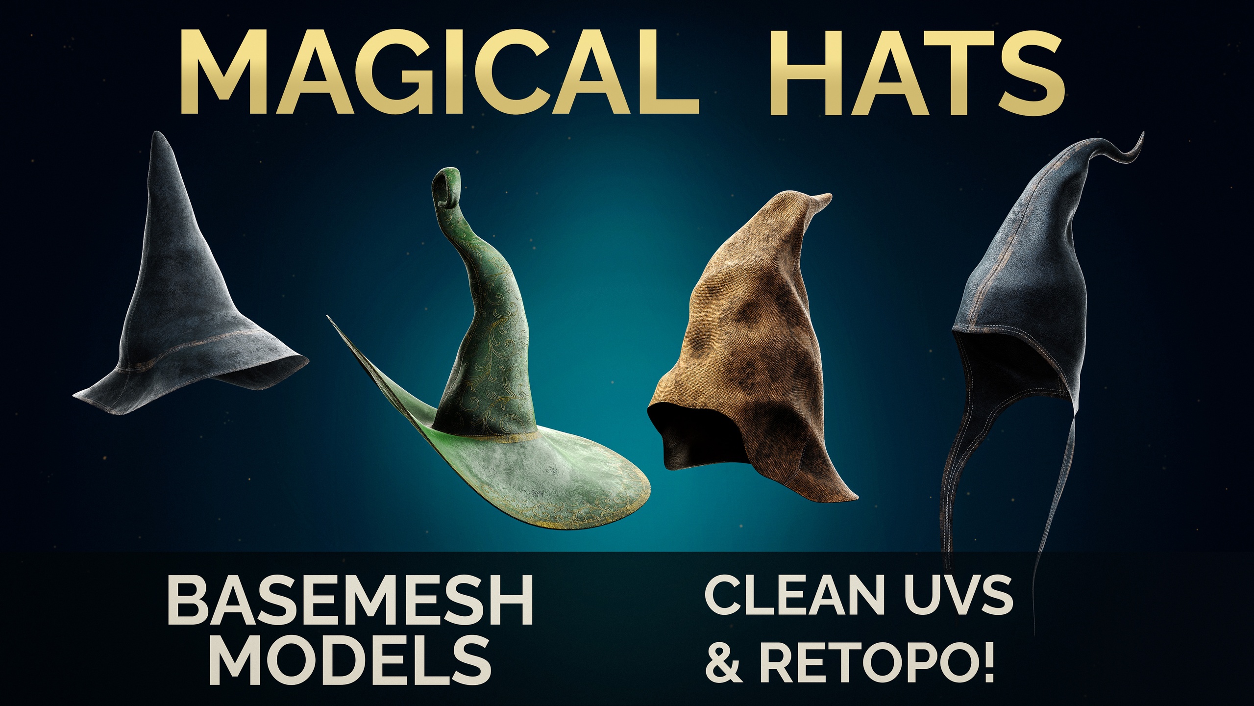 Media 1 for listing 15 Fantasy/Wizard/Mage Hats + Metahuman Guide