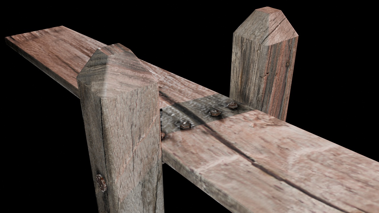 Media 1 for listing Old Wooden Seesaw – Weathered Playground Prop (3 LOD)